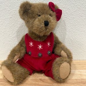 Boyds Bears GWEN MARIE BEAR Red Velvet Snowflake Coveralls 12" Retired